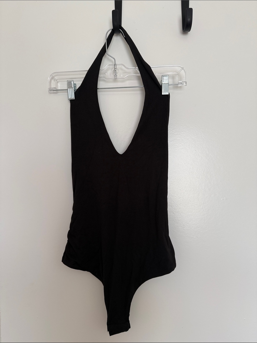 Black Halter V-Neck Bodysuit